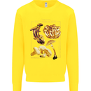 Mushroom Species Mycology Foraging Kids Sweatshirt Jumper Yellow