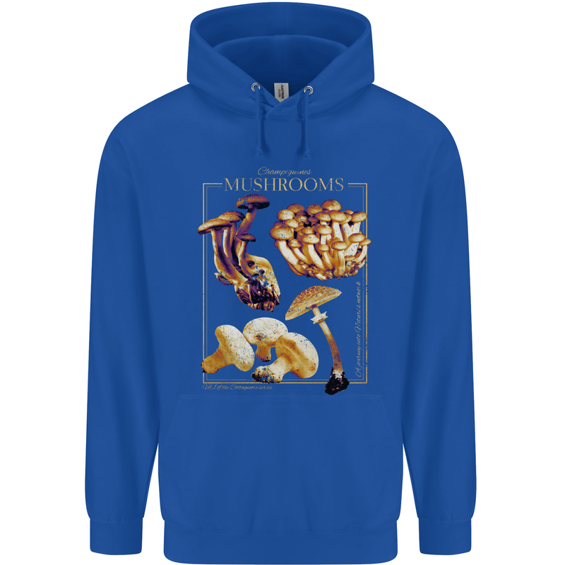 Mushroom Species Mycology Foraging Mens 80% Cotton Hoodie Royal Blue