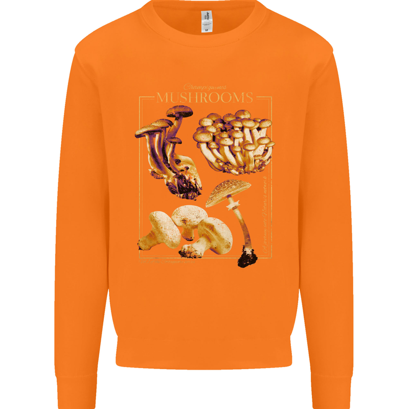 Mushroom Species Mycology Foraging Mens Sweatshirt Jumper Orange