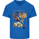 Mushroom Species Mycology Foraging Mens V-Neck Cotton T-Shirt Royal Blue