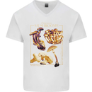 Mushroom Species Mycology Foraging Mens V-Neck Cotton T-Shirt White