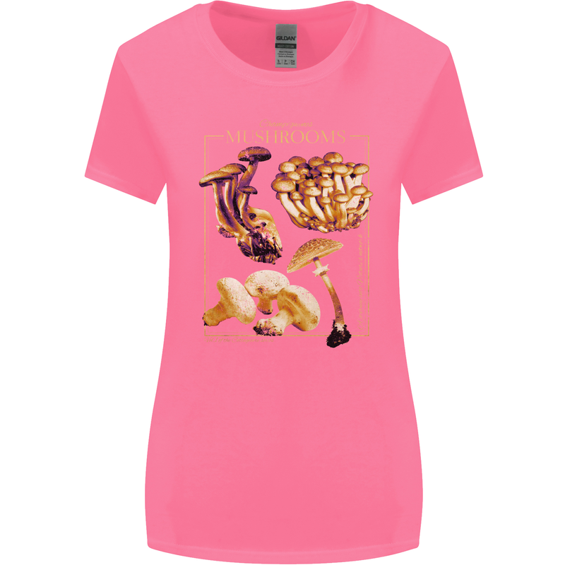 Mushroom Species Mycology Foraging Womens Wider Cut T-Shirt Azalea