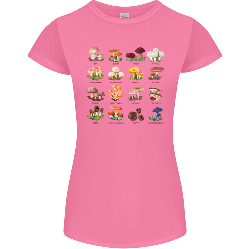 Mushroom Species Womens Petite Cut T-Shirt Azalea