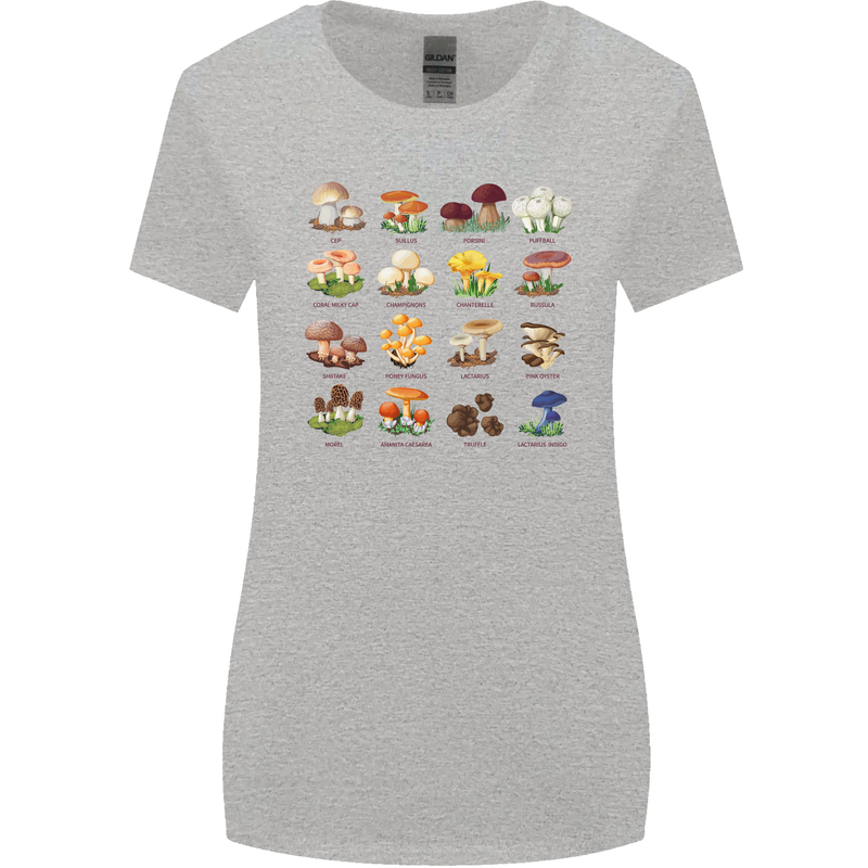 Mushroom Species Womens Wider Cut T-Shirt Sports Grey