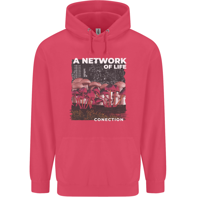 Mushrooms A Network of Life Mycology Childrens Kids Hoodie Heliconia