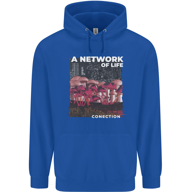 Mushrooms A Network of Life Mycology Childrens Kids Hoodie Royal Blue