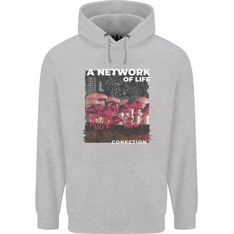 Mushrooms A Network of Life Mycology Childrens Kids Hoodie Sports Grey