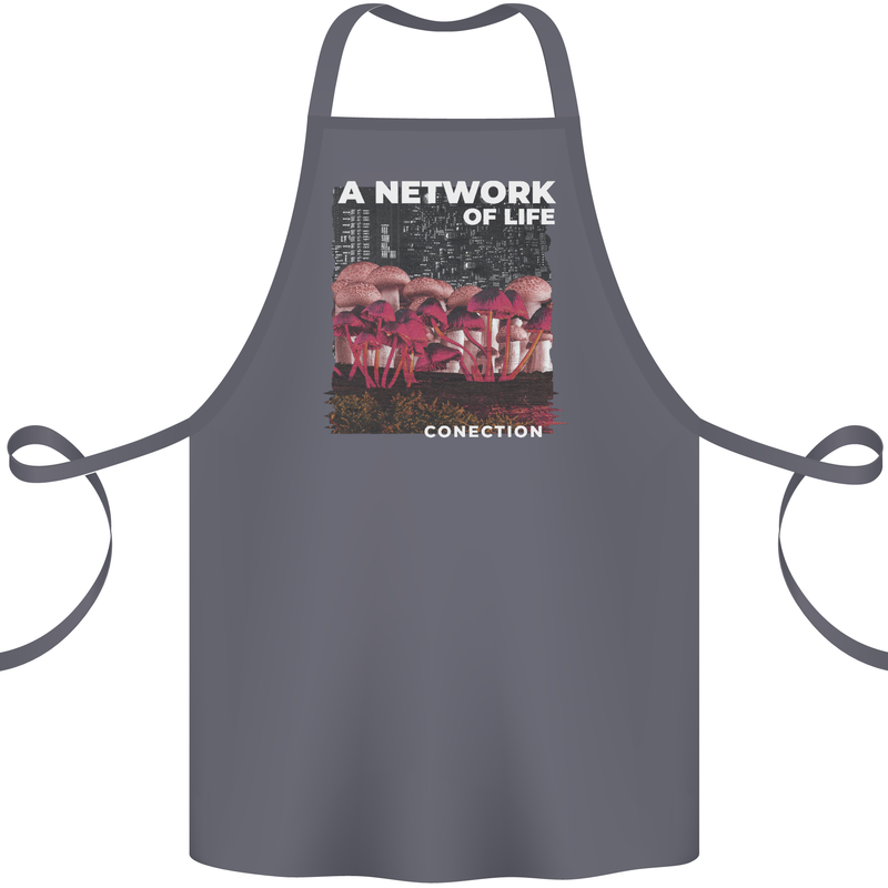 Mushrooms A Network of Life Mycology Cotton Apron 100% Organic Steel