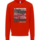 Mushrooms A Network of Life Mycology Kids Sweatshirt Jumper Bright Red