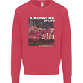 Mushrooms A Network of Life Mycology Kids Sweatshirt Jumper Heliconia