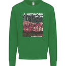 Mushrooms A Network of Life Mycology Kids Sweatshirt Jumper Irish Green