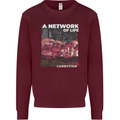 Mushrooms A Network of Life Mycology Kids Sweatshirt Jumper Maroon