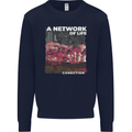 Mushrooms A Network of Life Mycology Kids Sweatshirt Jumper Navy Blue