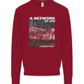 Mushrooms A Network of Life Mycology Kids Sweatshirt Jumper Red