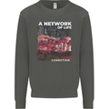 Mushrooms A Network of Life Mycology Kids Sweatshirt Jumper Storm Grey