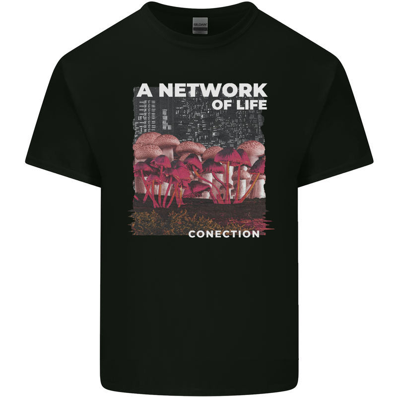 Mushrooms A Network of Life Mycology Kids T-Shirt Childrens Black