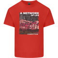 Mushrooms A Network of Life Mycology Kids T-Shirt Childrens Red