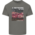 Mushrooms A Network of Life Mycology Mens Cotton T-Shirt Tee Top Charcoal