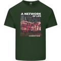 Mushrooms A Network of Life Mycology Mens Cotton T-Shirt Tee Top Forest Green