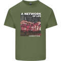 Mushrooms A Network of Life Mycology Mens Cotton T-Shirt Tee Top Military Green