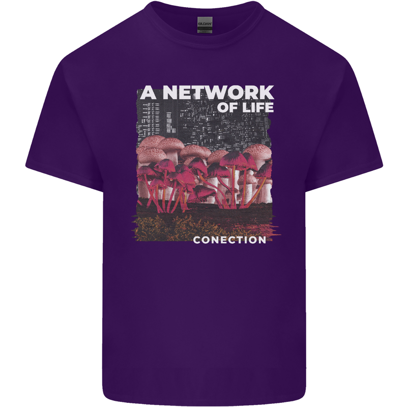 Mushrooms A Network of Life Mycology Mens Cotton T-Shirt Tee Top Purple