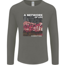 Mushrooms A Network of Life Mycology Mens Long Sleeve T-Shirt Charcoal
