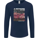 Mushrooms A Network of Life Mycology Mens Long Sleeve T-Shirt Navy Blue