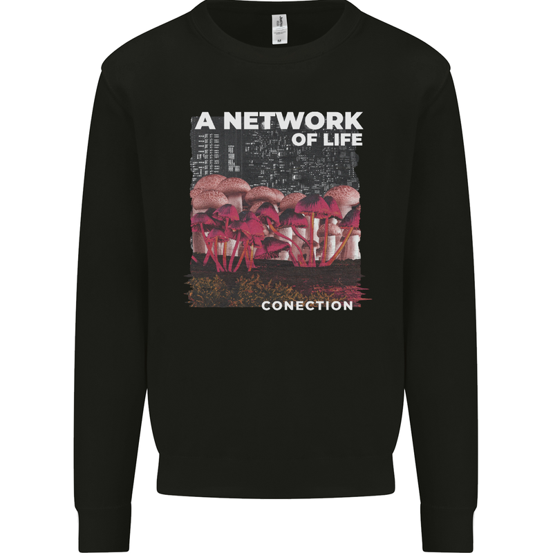 Mushrooms A Network of Life Mycology Mens Sweatshirt Jumper Black