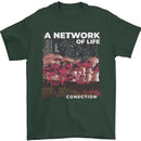 Mushrooms A Network of Life Mycology Mens T-Shirt 100% Cotton Forest Green