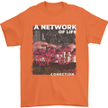 Mushrooms A Network of Life Mycology Mens T-Shirt 100% Cotton Orange