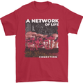 Mushrooms A Network of Life Mycology Mens T-Shirt 100% Cotton Red