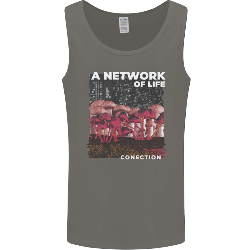Mushrooms A Network of Life Mycology Mens Vest Tank Top Charcoal