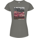Mushrooms A Network of Life Mycology Womens Petite Cut T-Shirt Charcoal