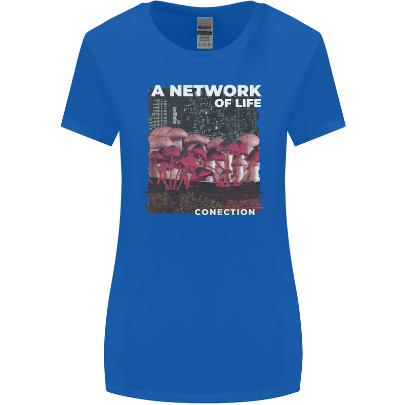 Mushrooms A Network of Life Mycology Womens Wider Cut T-Shirt Royal Blue
