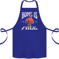 Mushrooms Home is Where You're Free Cotton Apron 100% Organic Royal Blue