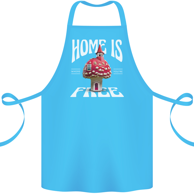 Mushrooms Home is Where You're Free Cotton Apron 100% Organic Turquoise