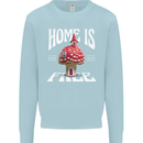 Mushrooms Home is Where You're Free Kids Sweatshirt Jumper Light Blue