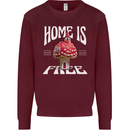 Mushrooms Home is Where You're Free Kids Sweatshirt Jumper Maroon