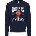 Mushrooms Home is Where You're Free Kids Sweatshirt Jumper Navy Blue