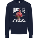 Mushrooms Home is Where You're Free Kids Sweatshirt Jumper Navy Blue