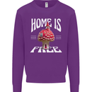 Mushrooms Home is Where You're Free Kids Sweatshirt Jumper Purple