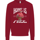 Mushrooms Home is Where You're Free Kids Sweatshirt Jumper Red