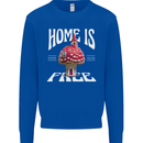 Mushrooms Home is Where You're Free Kids Sweatshirt Jumper Royal Blue