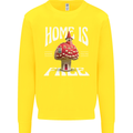 Mushrooms Home is Where You're Free Kids Sweatshirt Jumper Yellow