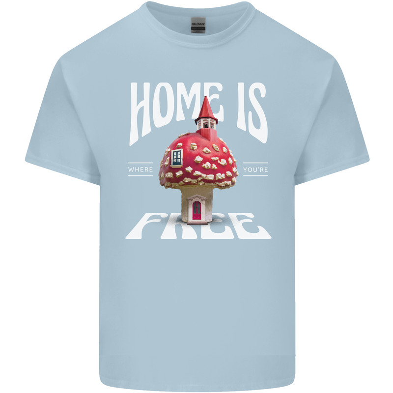 Mushrooms Home is Where You're Free Kids T-Shirt Childrens Light Blue