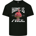 Mushrooms Home is Where You're Free Mens Cotton T-Shirt Tee Top Black