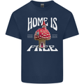 Mushrooms Home is Where You're Free Mens Cotton T-Shirt Tee Top Navy Blue