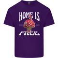 Mushrooms Home is Where You're Free Mens Cotton T-Shirt Tee Top Purple