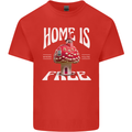 Mushrooms Home is Where You're Free Mens Cotton T-Shirt Tee Top Red