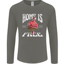 Mushrooms Home is Where You're Free Mens Long Sleeve T-Shirt Charcoal